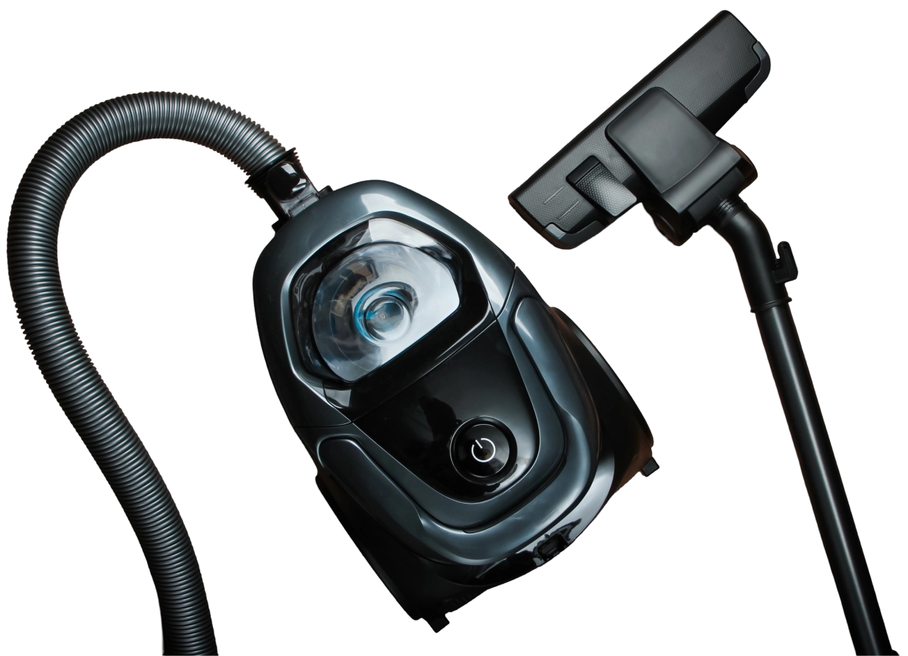 GettyImages-1242918813 (2) Black vacuum cleaner on a dark background.