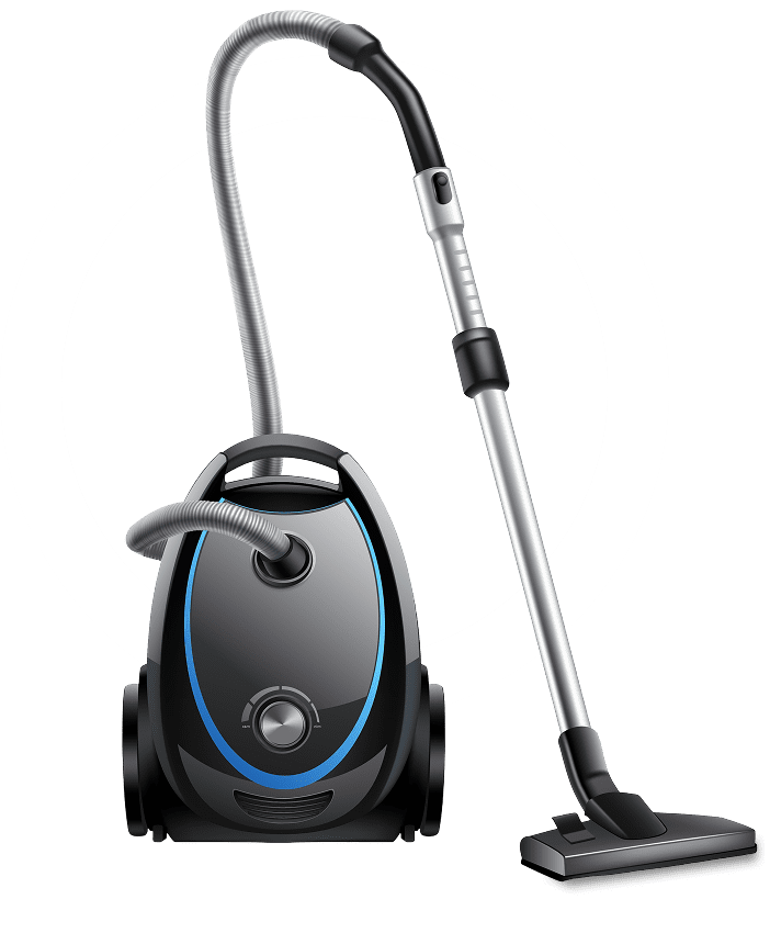 Group 6 Black and silver vacuum cleaner illustration.