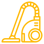 Mask group (1) Yellow vacuum cleaner icon on black background.