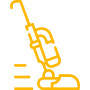 Mask group (2) Yellow vacuum cleaner icon on black background.