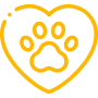 Mask group (4) Heart outline with paw print inside.